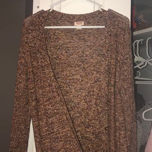 multi colored mid length cardigan